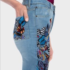 alice and olivia butterfly jeans
